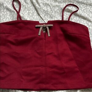 H&M Red Sleeveless Blouse with Bow Detail